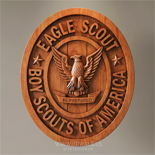 Eagle Scout STL | Wood Carving CNC Router File, 3D Relief Model - 3DWave.us