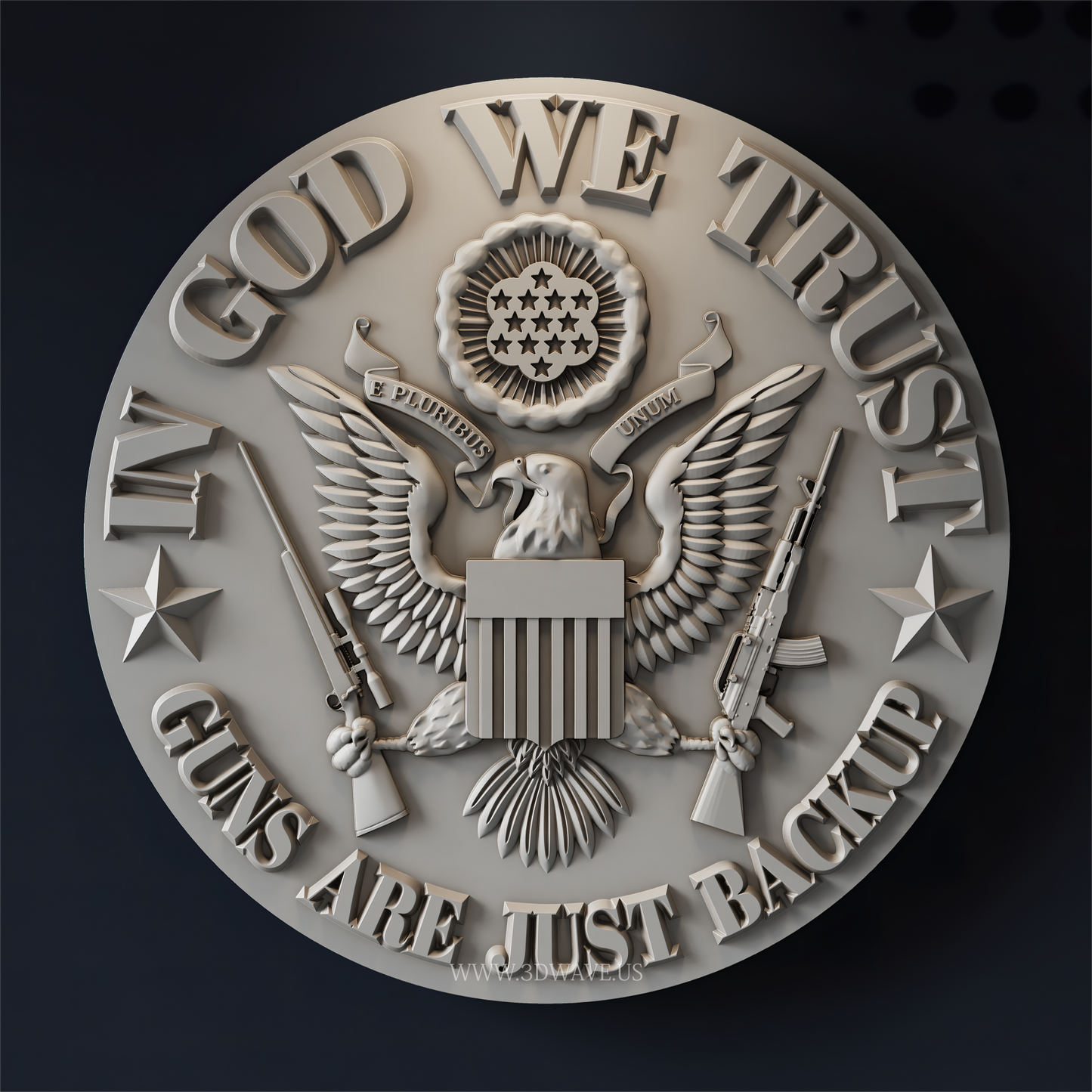 Patriotic Eagle with Guns STL | Second Amendment 3d CNC home decor - 3DWave.us