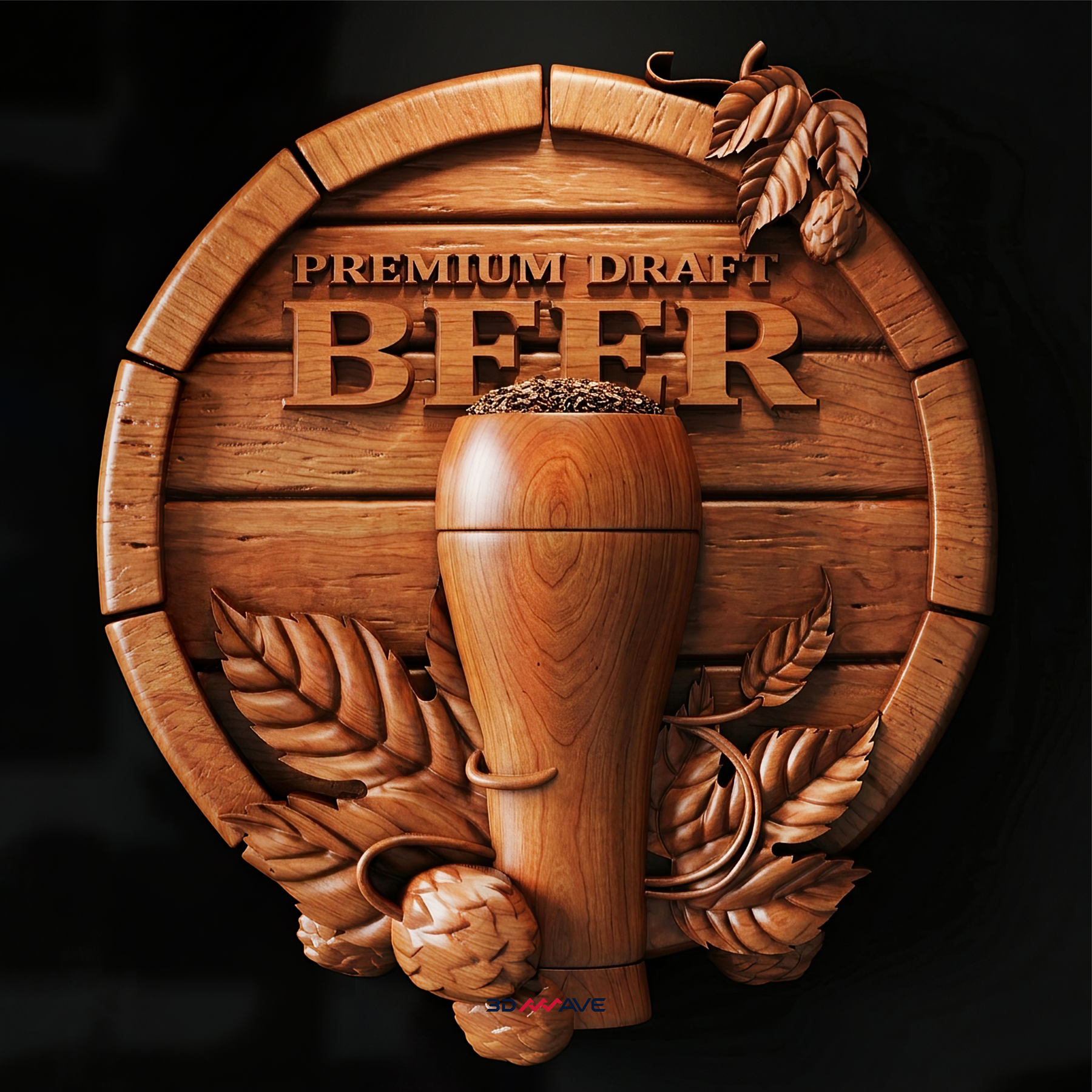 Beer Bar Sign STL File | CNC Router Relief | Brewery Wall Decor - 3DWave.us