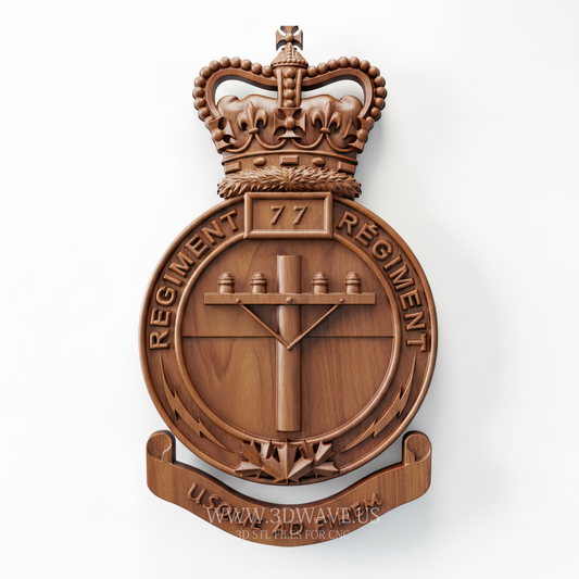 77th Regiment Badge - 3D Model for CNC | Royal Canadian Regiment Emblem STL File - 3DWave.us