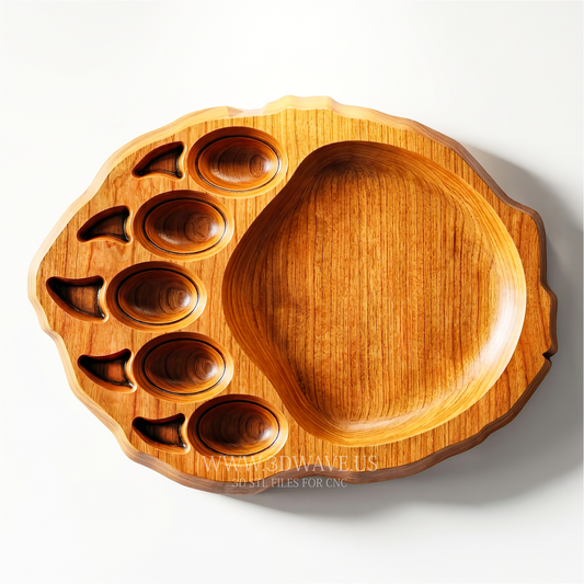 Bear Paw Tray STL File | Wildlife Serving Tray CNC Model | Router Carving Download