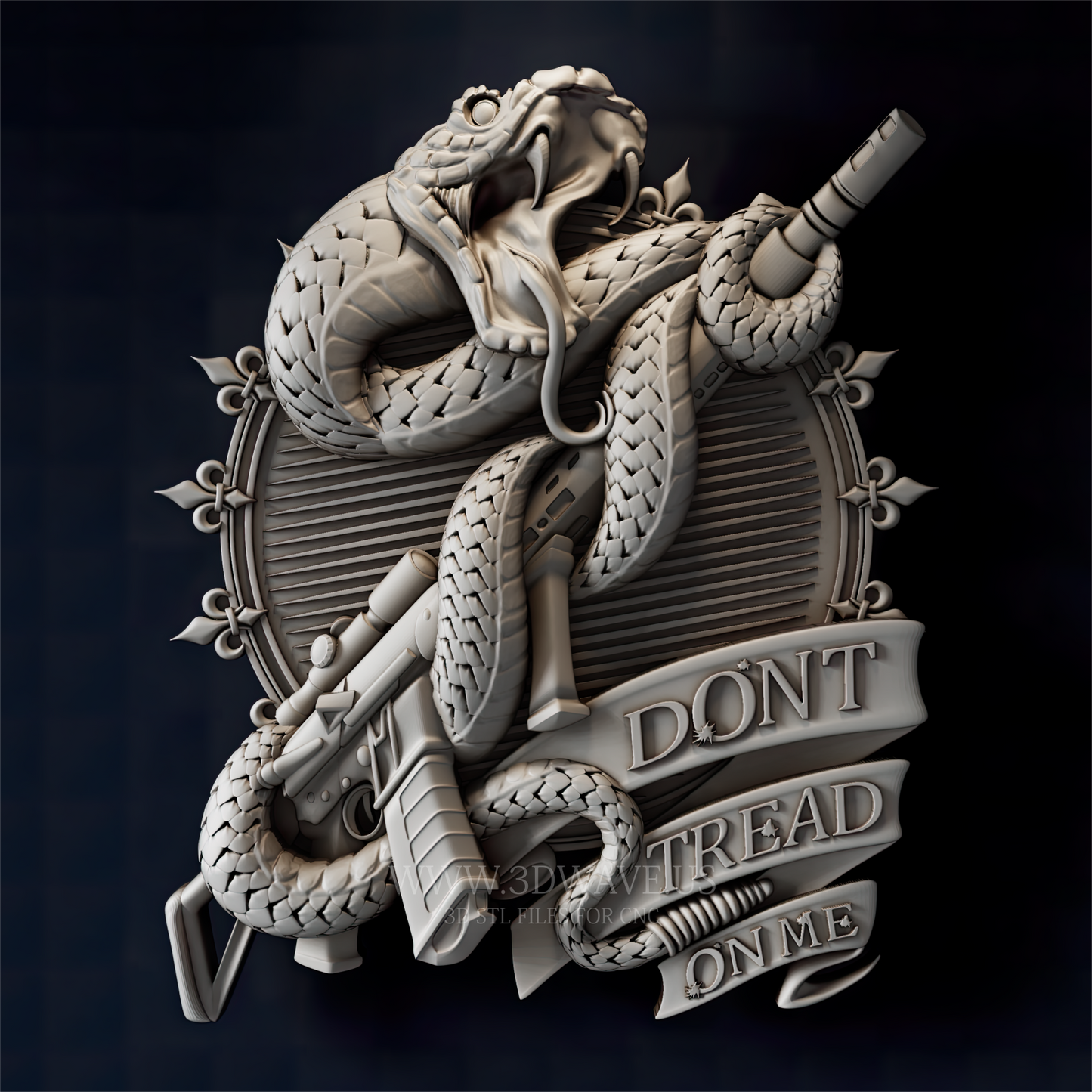 CNC Snake Relief STL – Don’t Tread On Me 3D Wood Carving Design - 3DWave.us