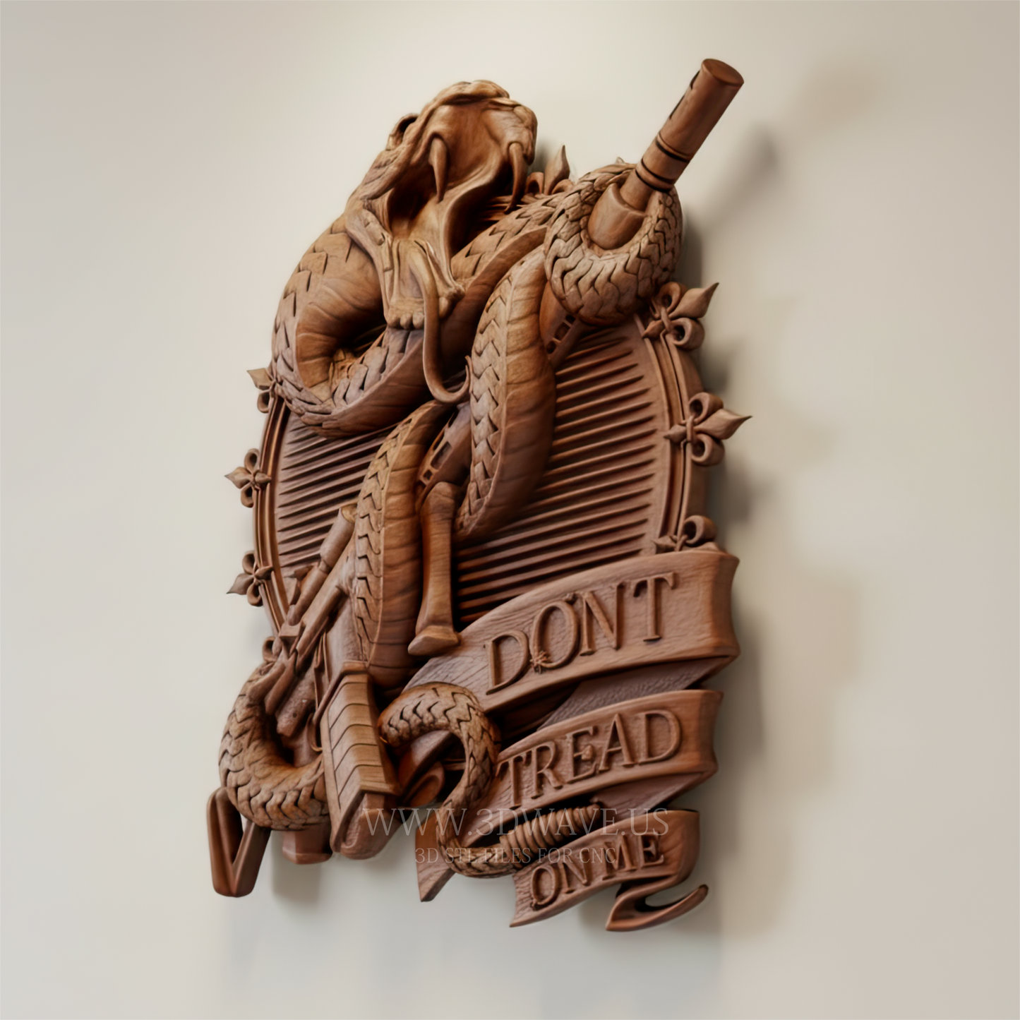 CNC Snake Relief STL – Don’t Tread On Me 3D Wood Carving Design - 3DWave.us
