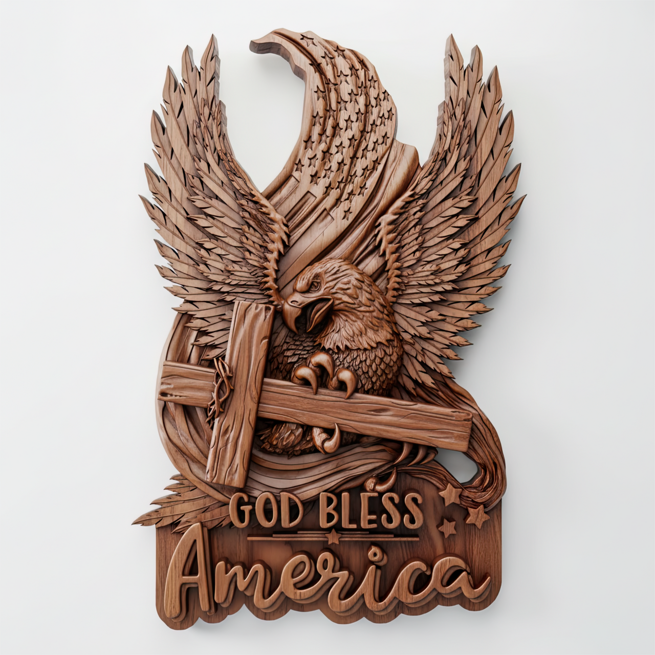 CNC Eagle Relief STL – Patriotic 3D Wood Carving Design - 3DWave.us