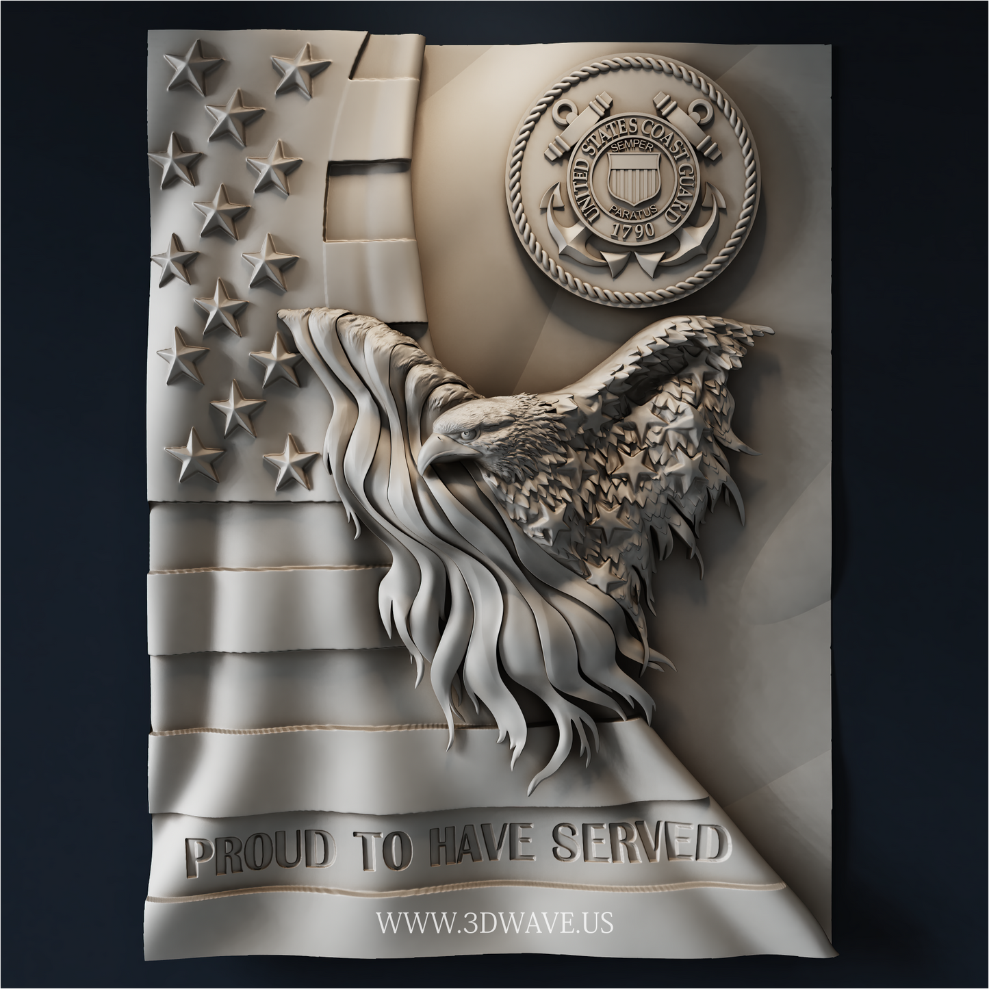 Coast Guard Eagle Flag CNC Router STL | 3dwave.us
