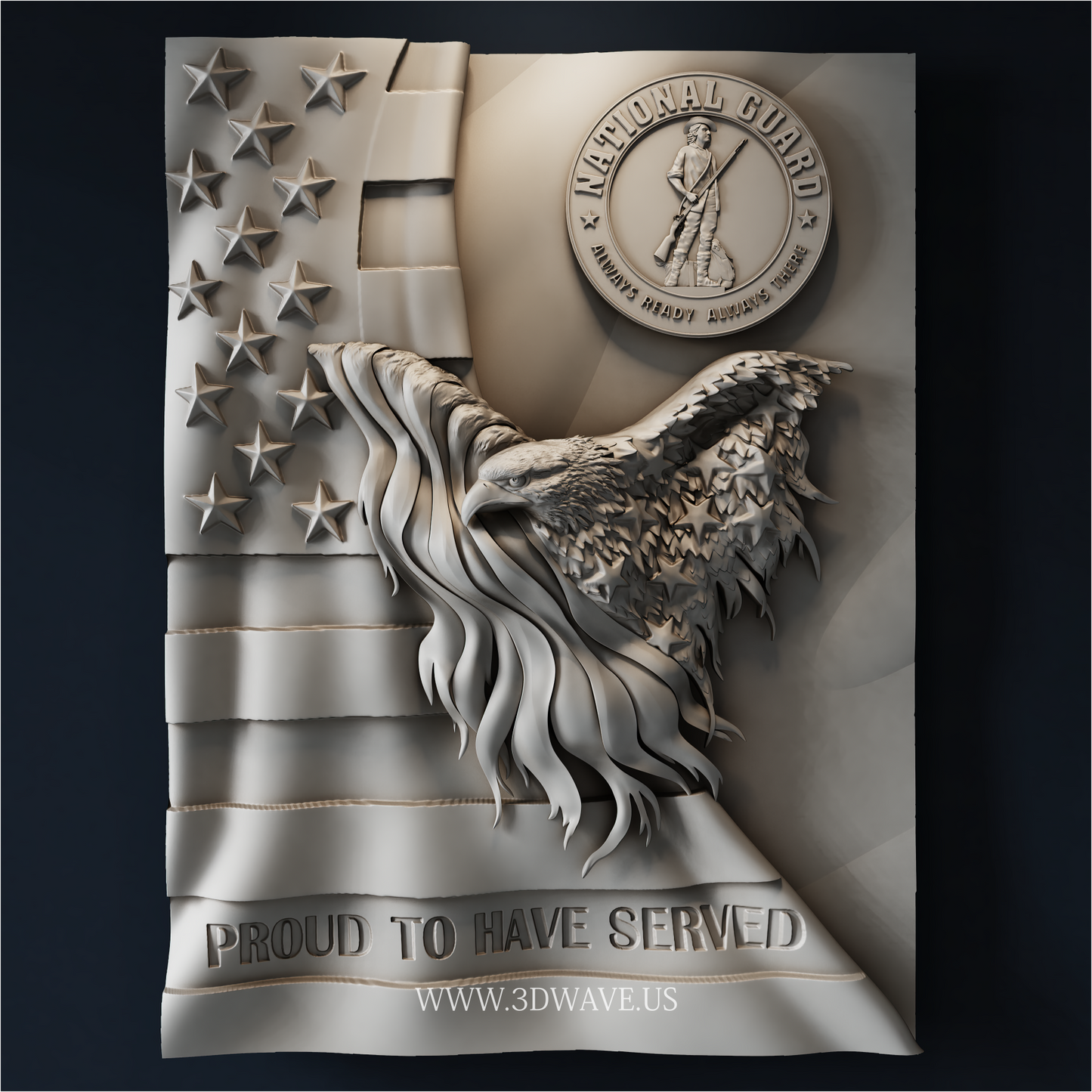 National Guard Eagle STL | CNC Router File | 3DWave