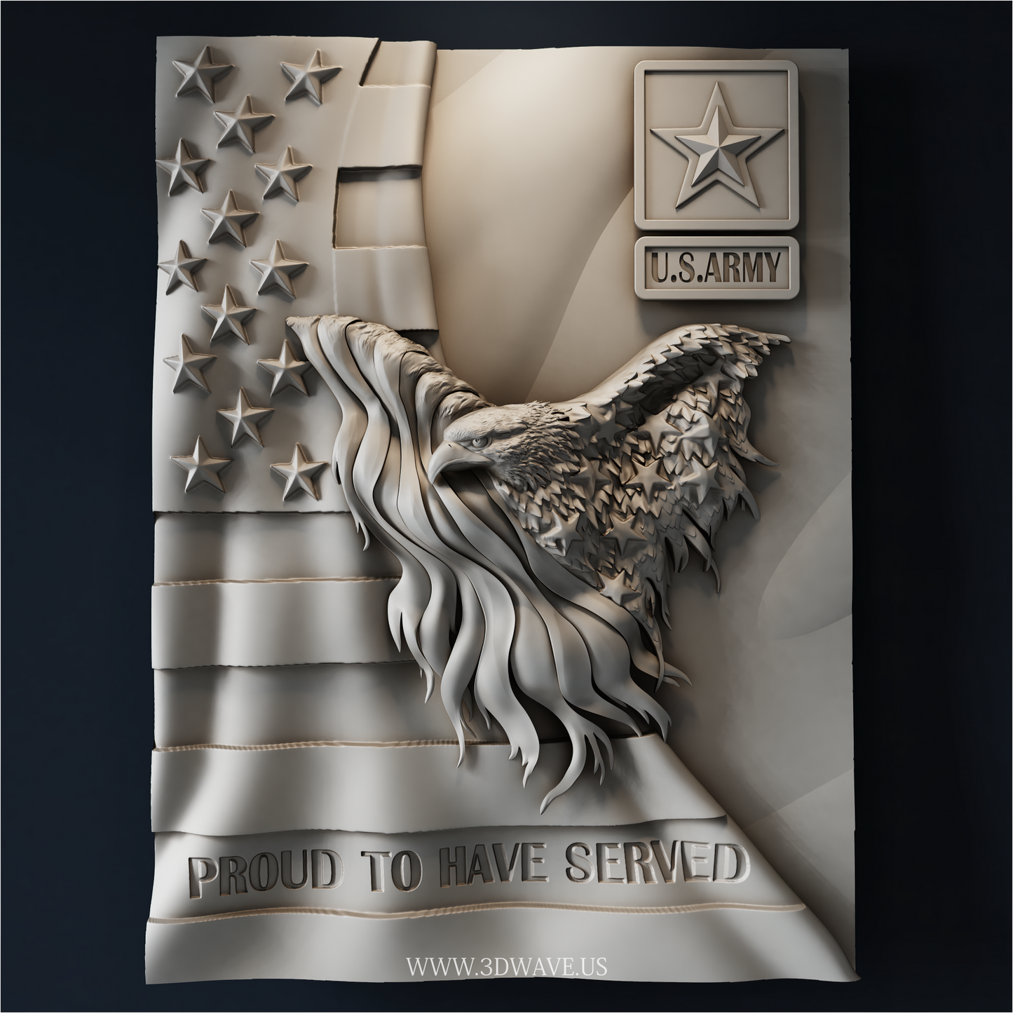 Army STL File | Patriotic Eagle CNC Router File | 3DWAVE