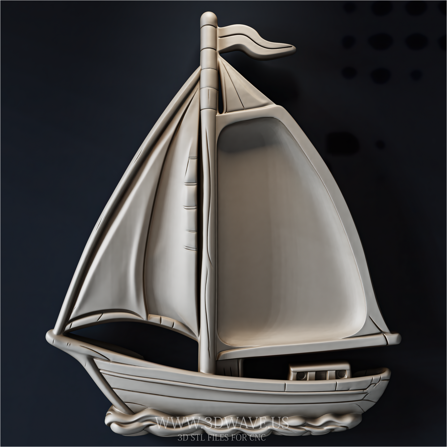 Sailboat STL File | Sailing Tray CNC Model