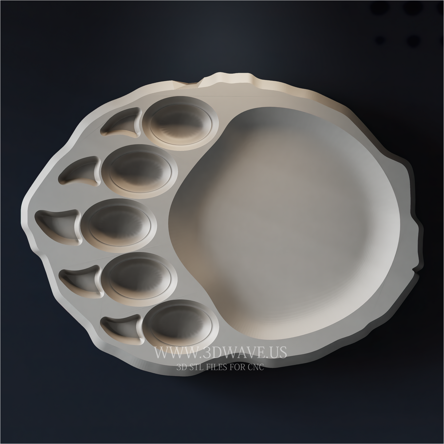 Bear Paw Tray STL File | Wildlife Serving Tray CNC Model | Router Carving Download