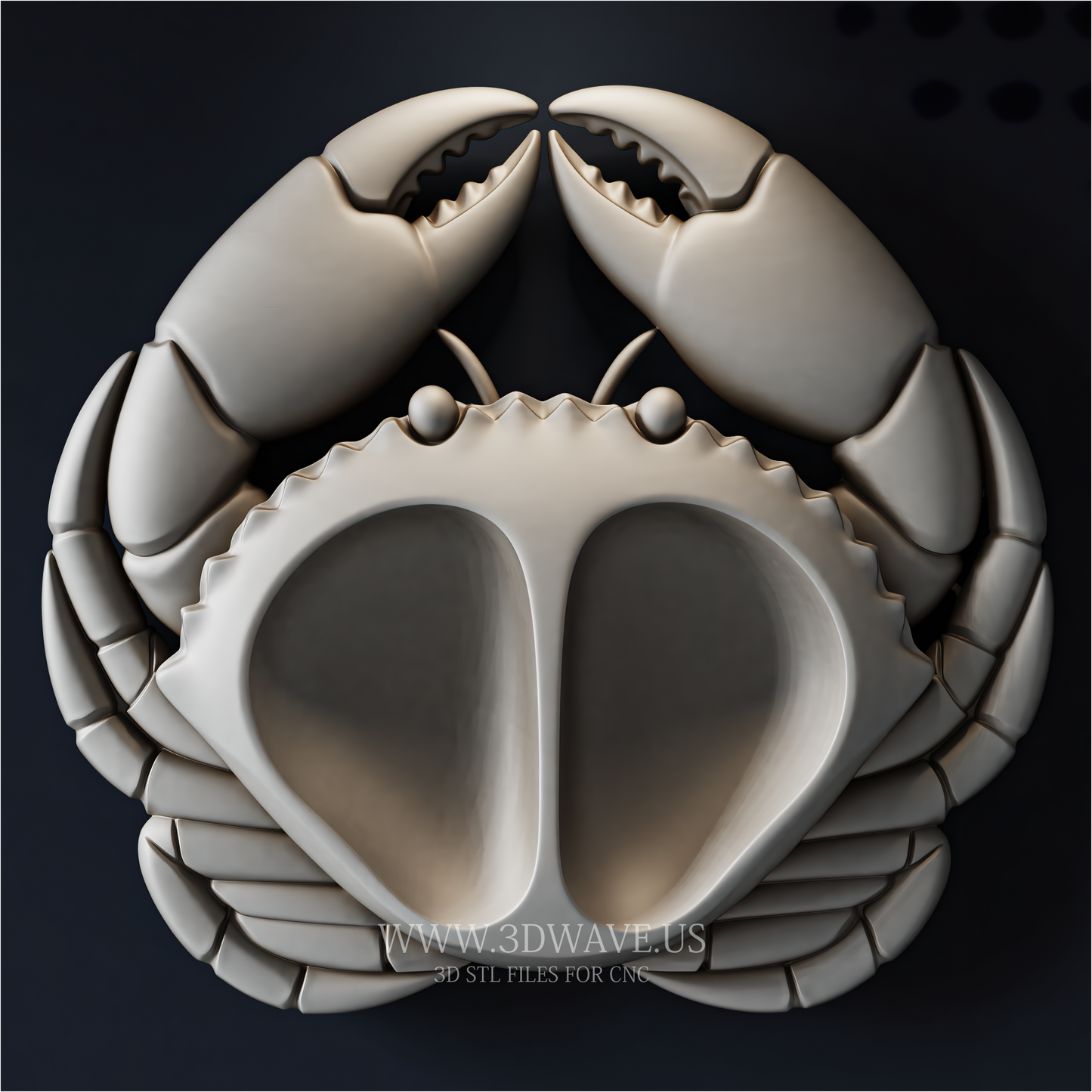 Crab STL File | Seafood Serving Tray CNC Model | Digital Download