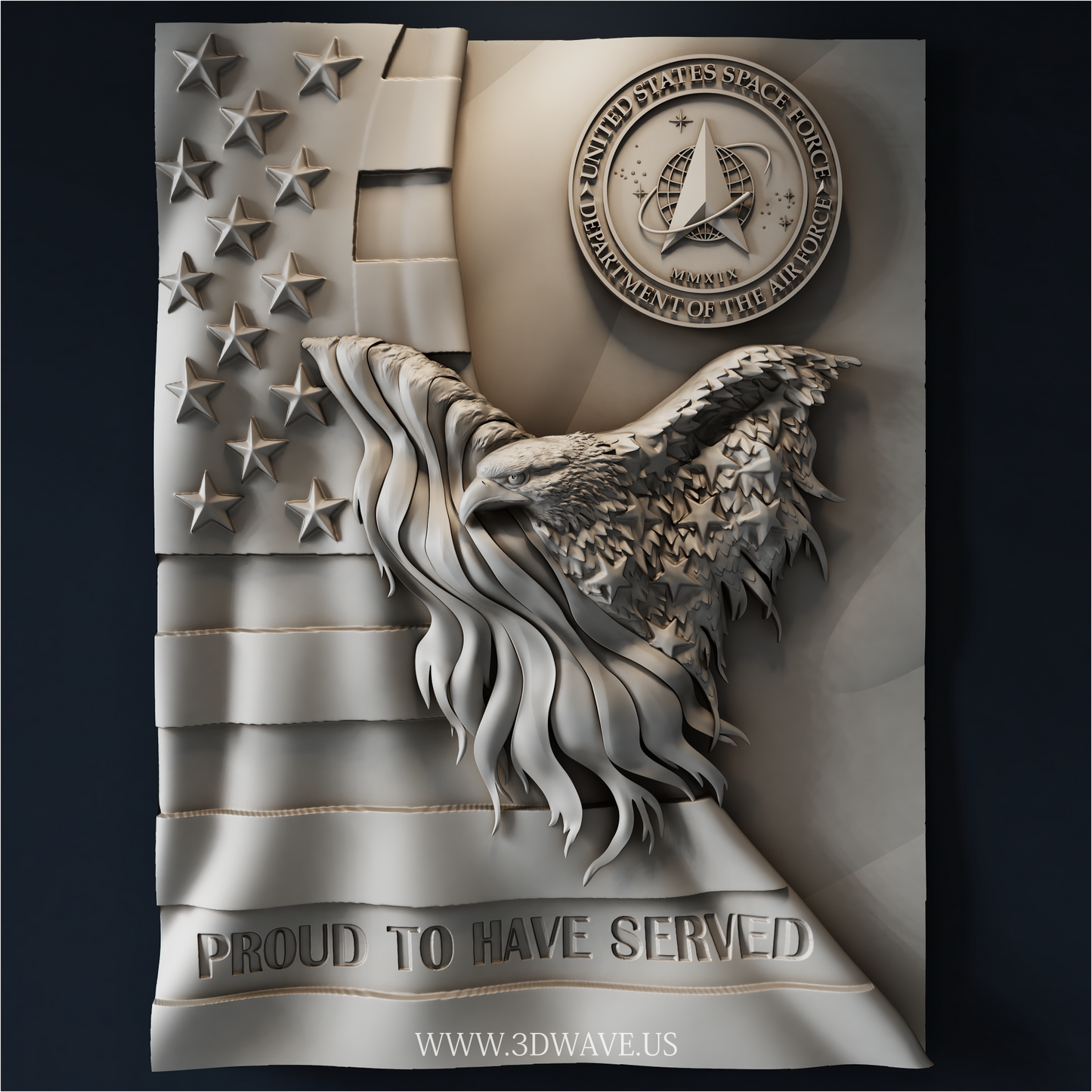 Space Force Military Plaque STL | Patriotic Eagle CNC Router File