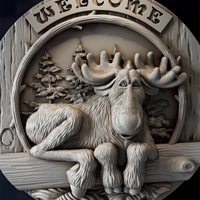 Thumbnail for CNC Moose Welcome Sign STL – Rustic 3D Wood Carving Relief - 3DWave.us