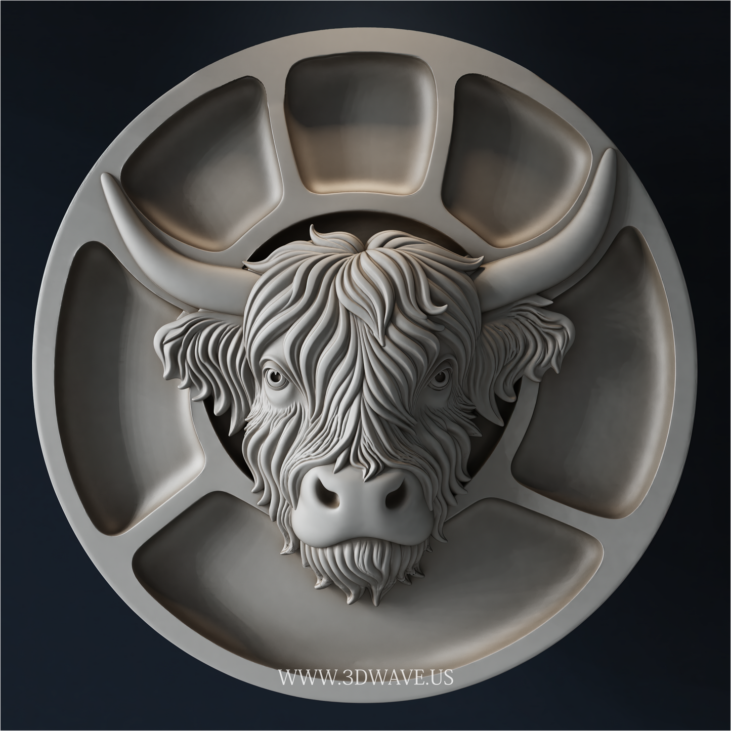 Highland Cow STL | CNC Charcuterie Tray File | 3DWAVE