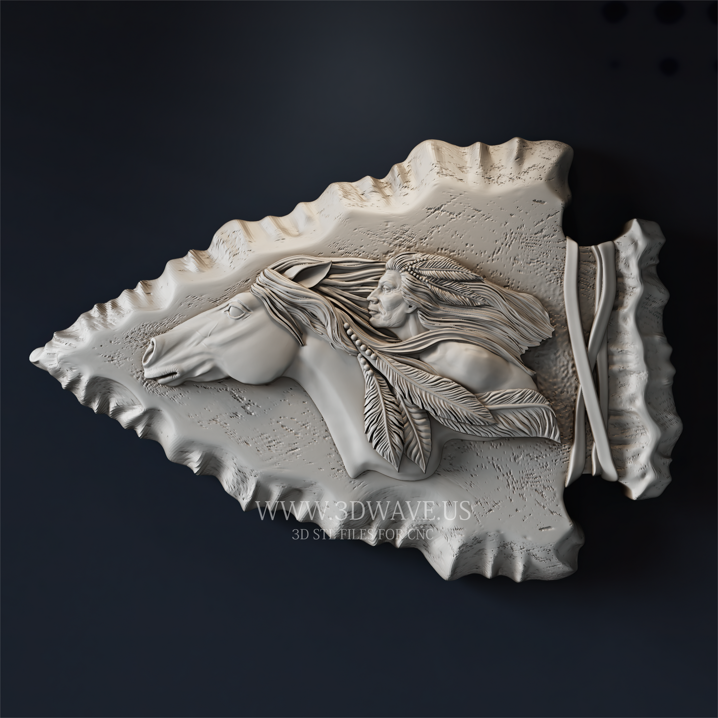 CNC Router File | STL for CNC, Horse Head Relief Model | Native American STL - 3DWave.us