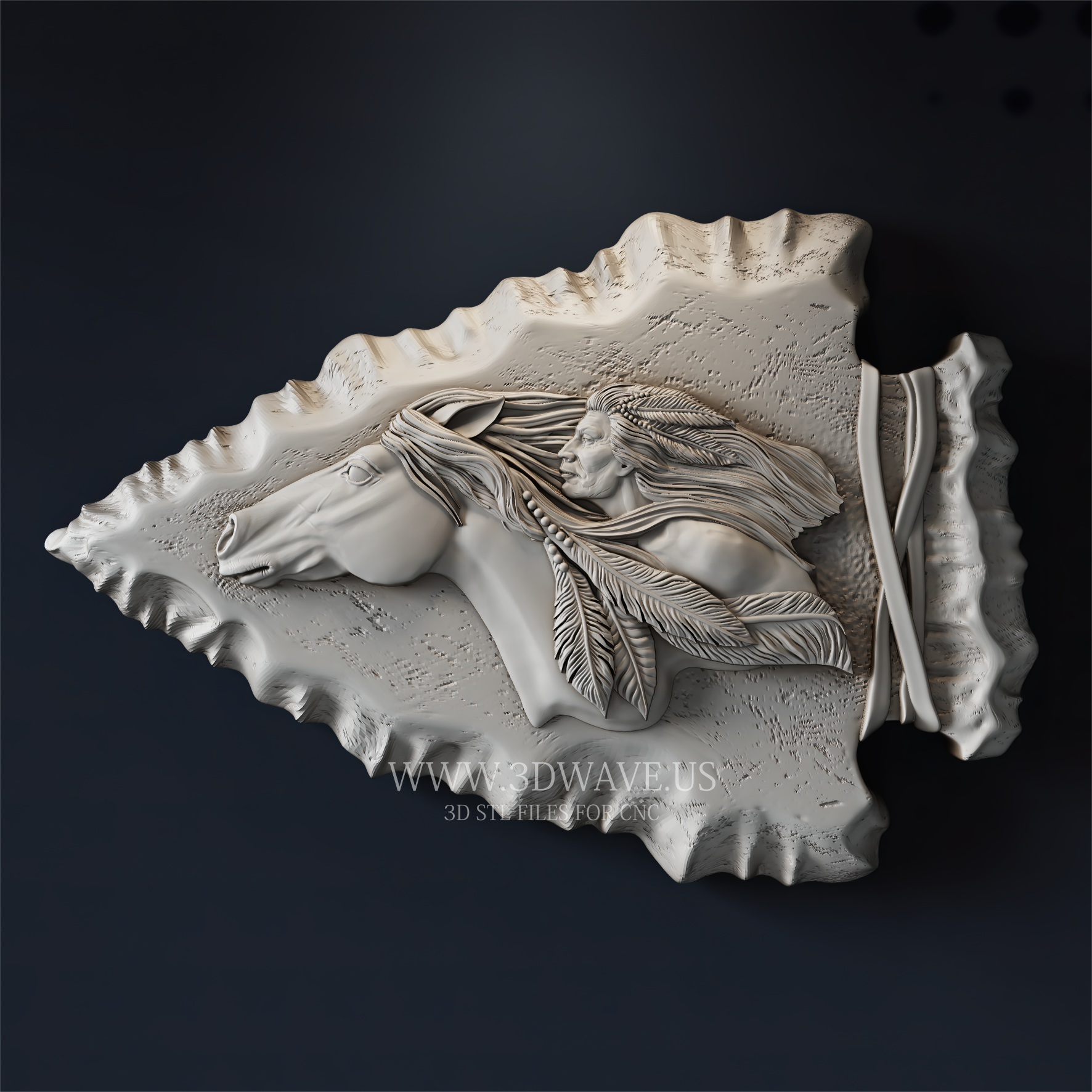 CNC Router File | STL for CNC, Horse Head Relief Model | Native American STL - 3DWave.us