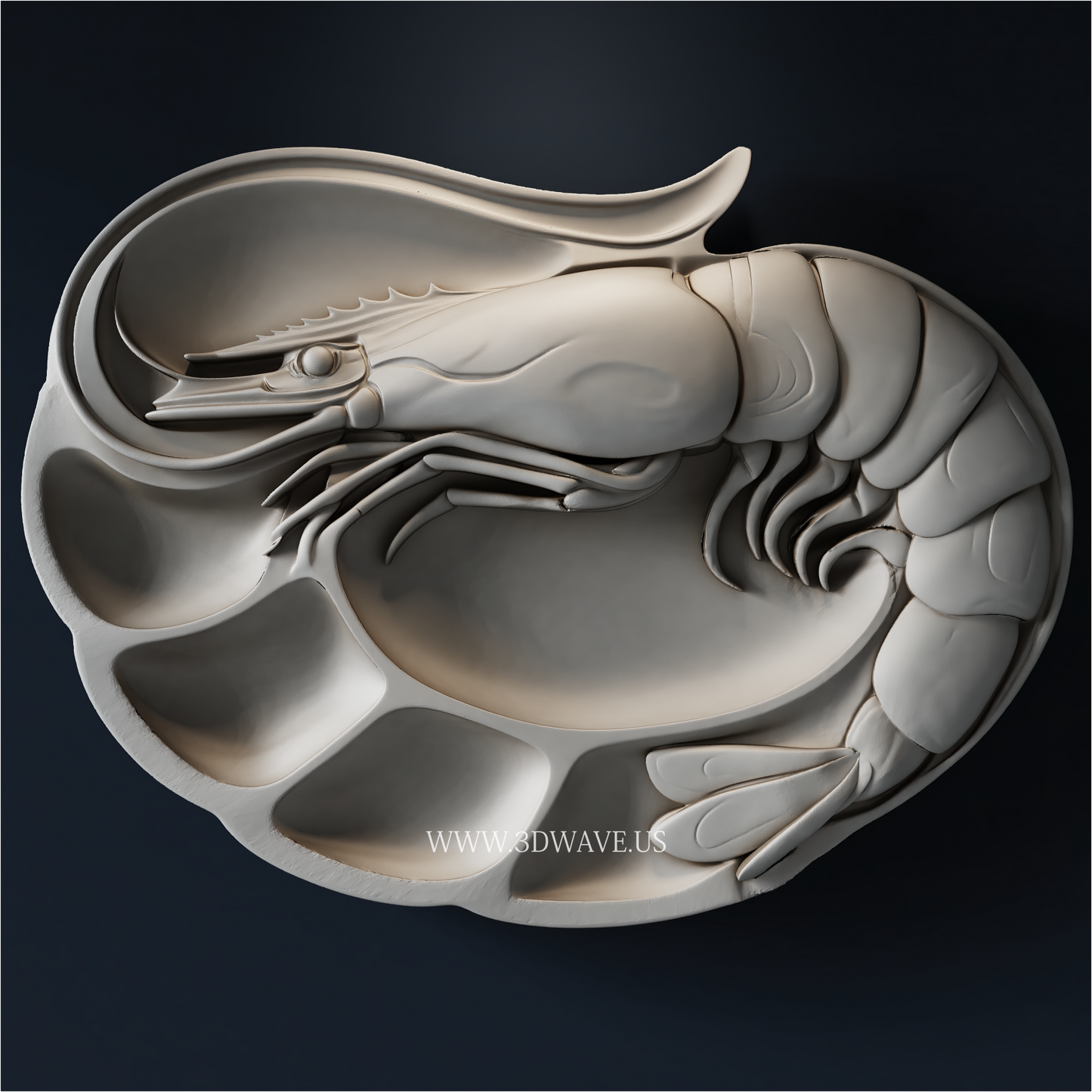 Shrimp STL File | CNC Router Serving Tray | 3dwave.us