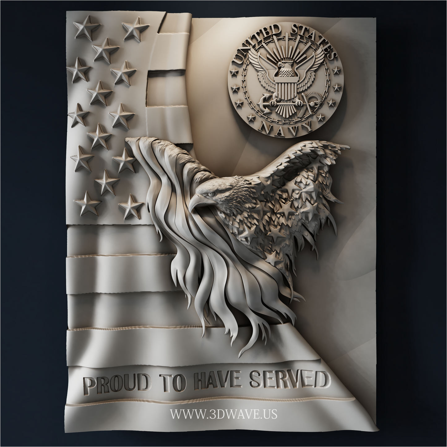 Navy Eagle STL CNC Router File | 3dwave.us