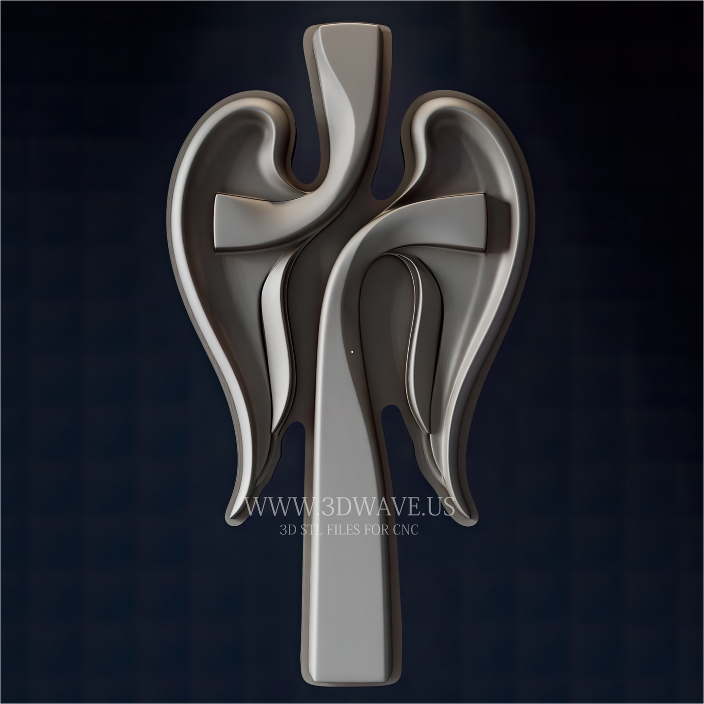 Angel Wings Cross STL File | Memorial CNC Relief Model | Wood Carving Download
