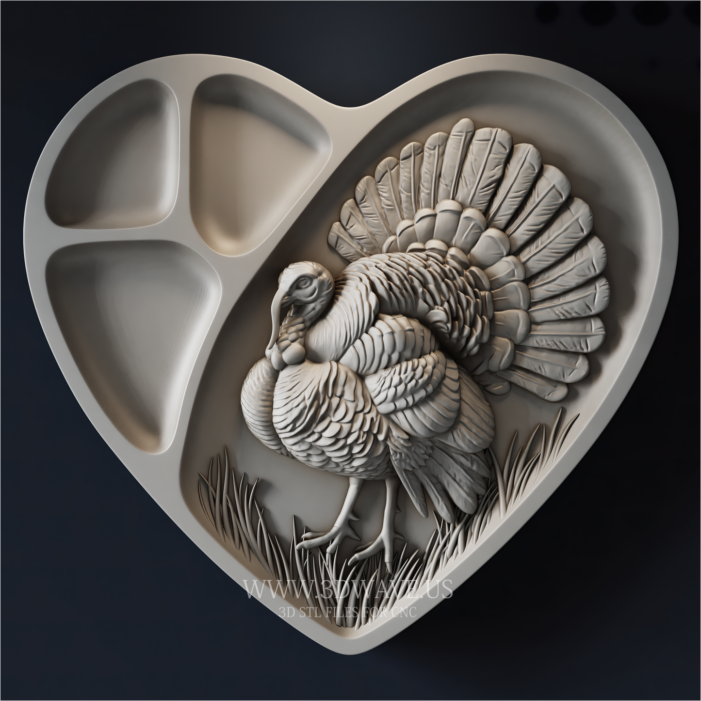 Turkey STL File | Wildlife Charcuterie Tray CNC Model