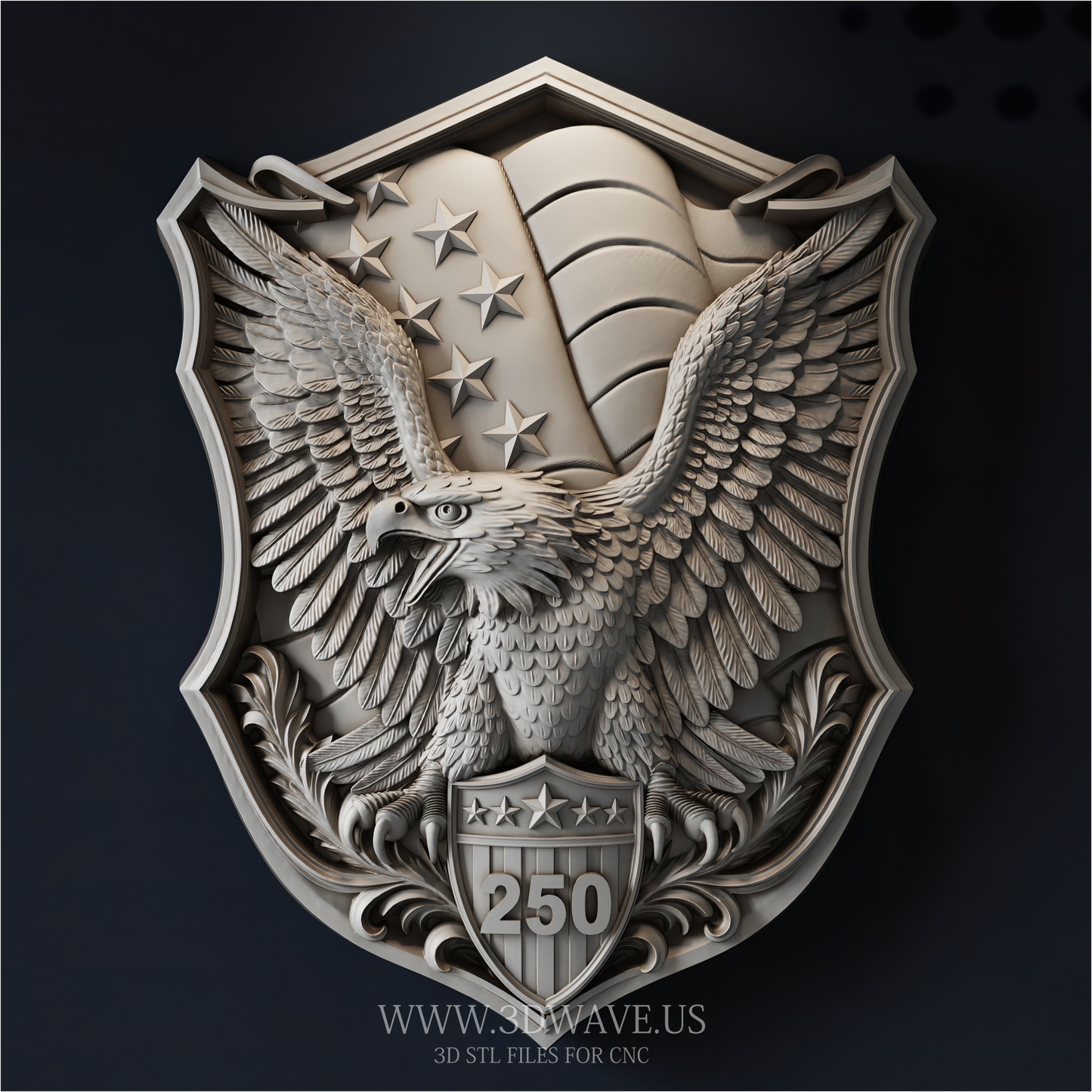 USA 250 Eagle STL File | Patriotic Relief CNC Model | Router Carving Download