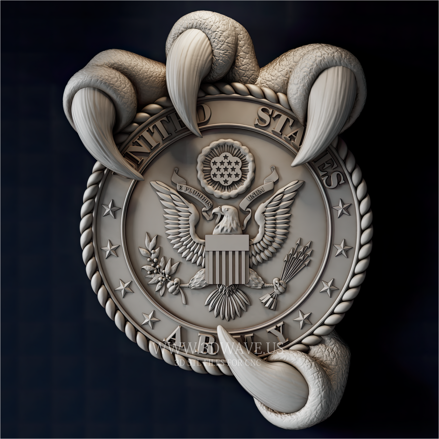 US Army STL File | Military Eagle Relief CNC Model | 3D Carving Download - 3DWave.us