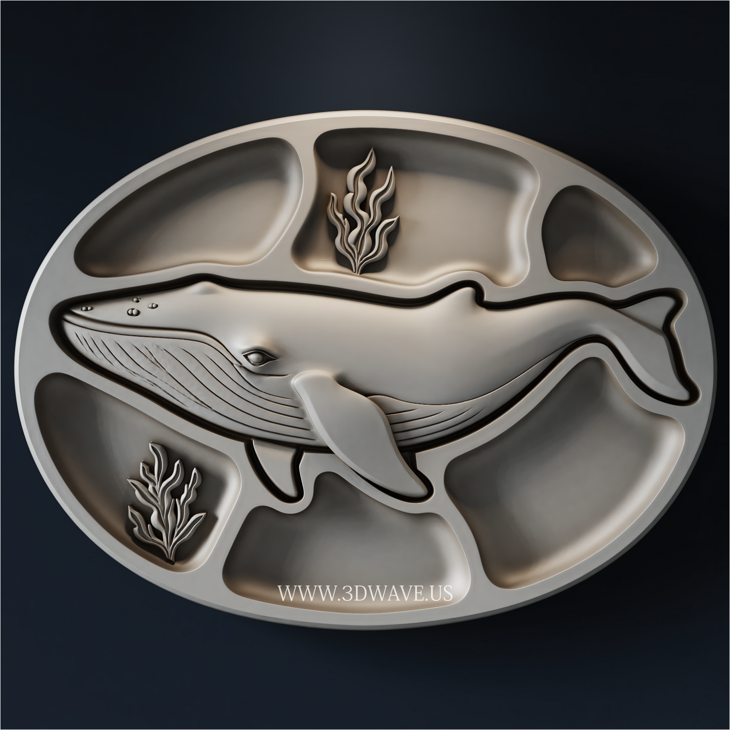 Whale Charcuterie Tray STL | CNC Router File | 3DWAVE