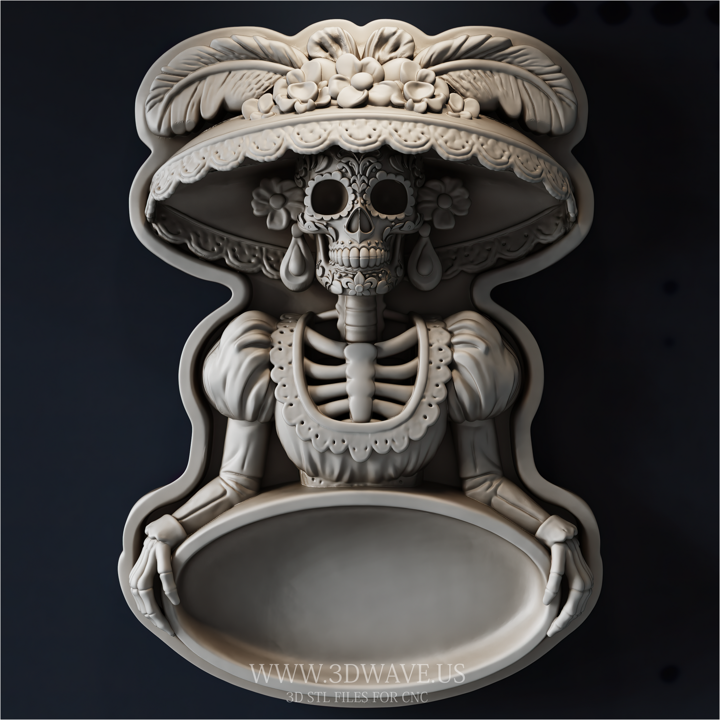 Calavera STL File | Sugar Skull Serving Tray 3D Pattern