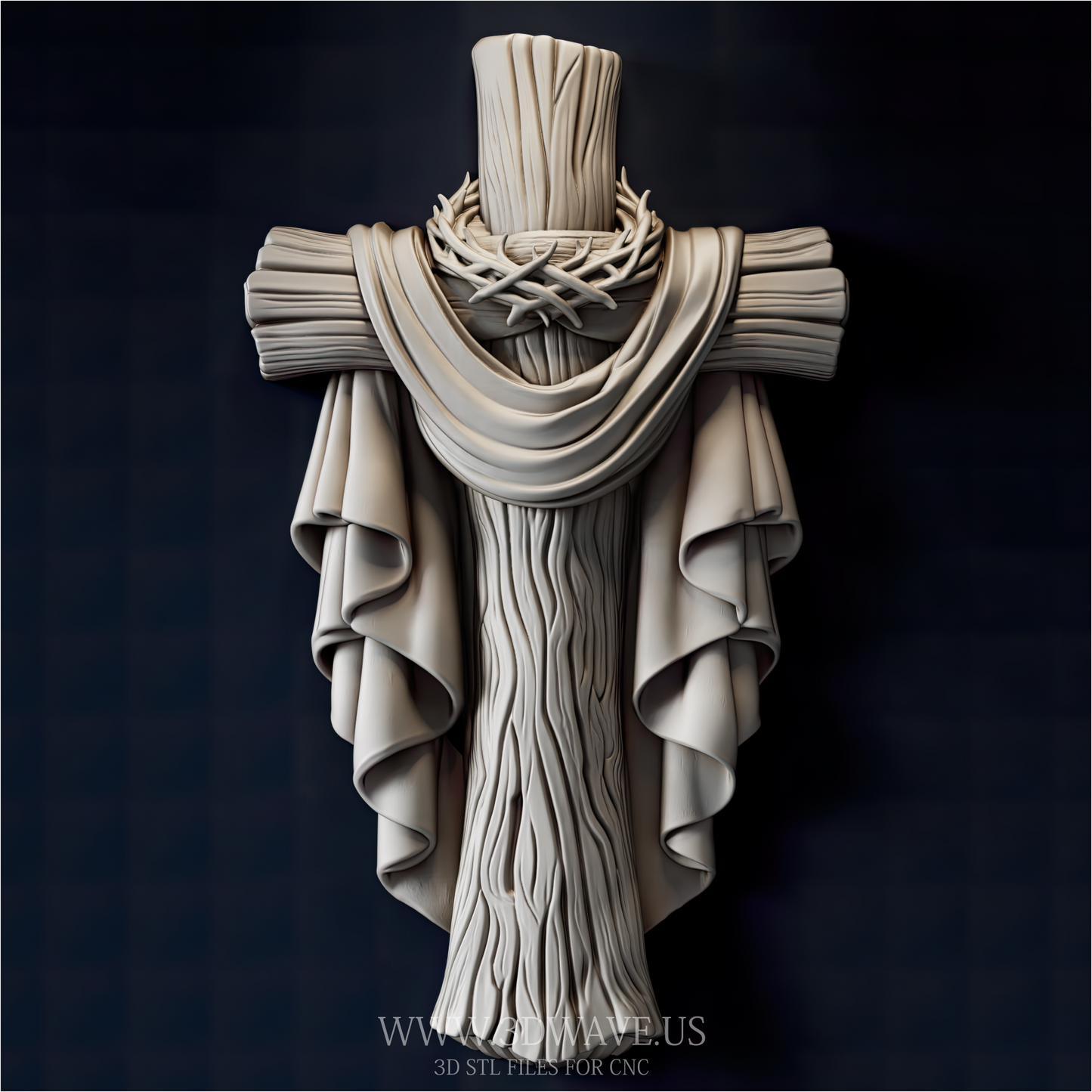 Jesus Cross STL File | Christian CNC Relief Model | Wood Carving Download