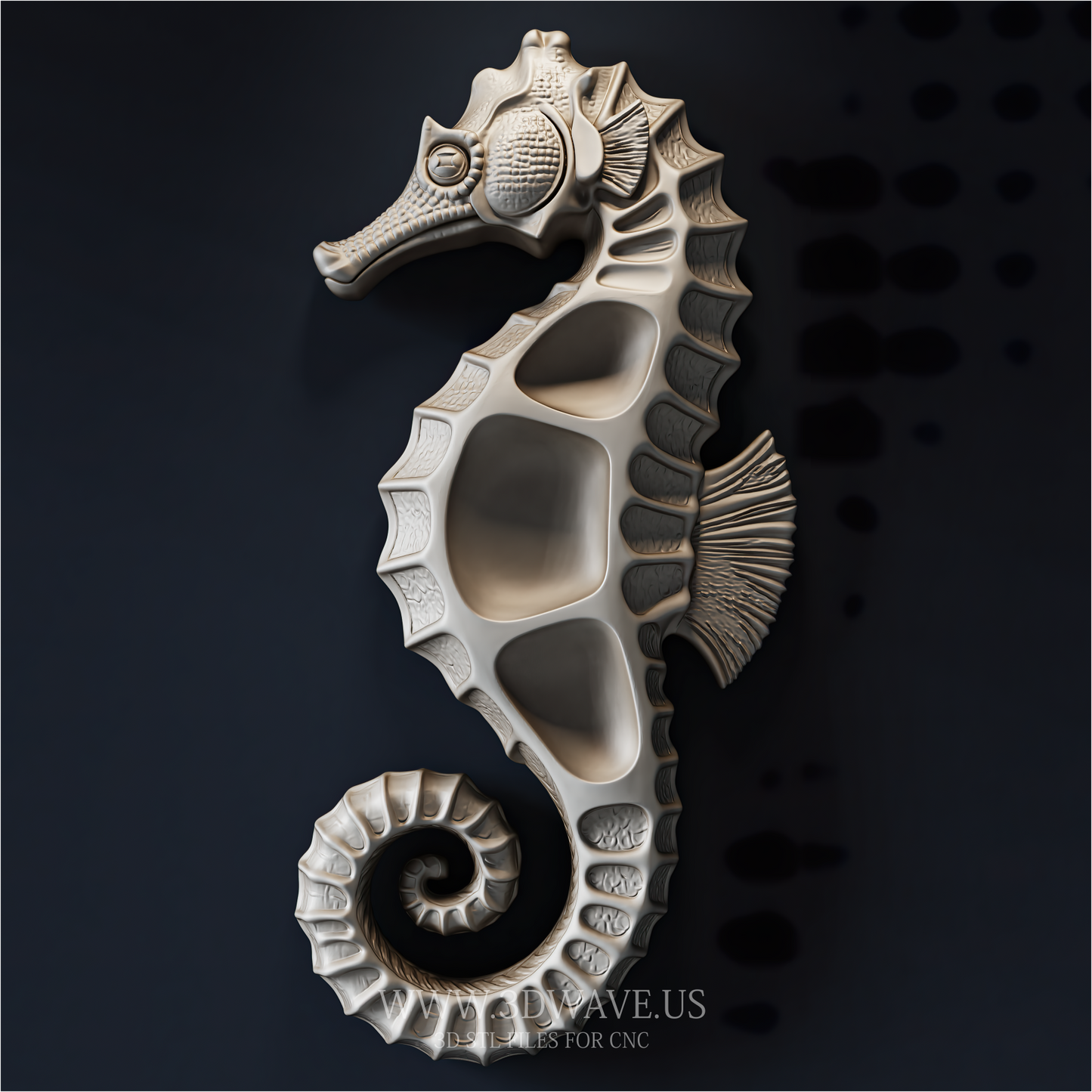 Seahorse STL File | Marine Relief Tray CNC Model