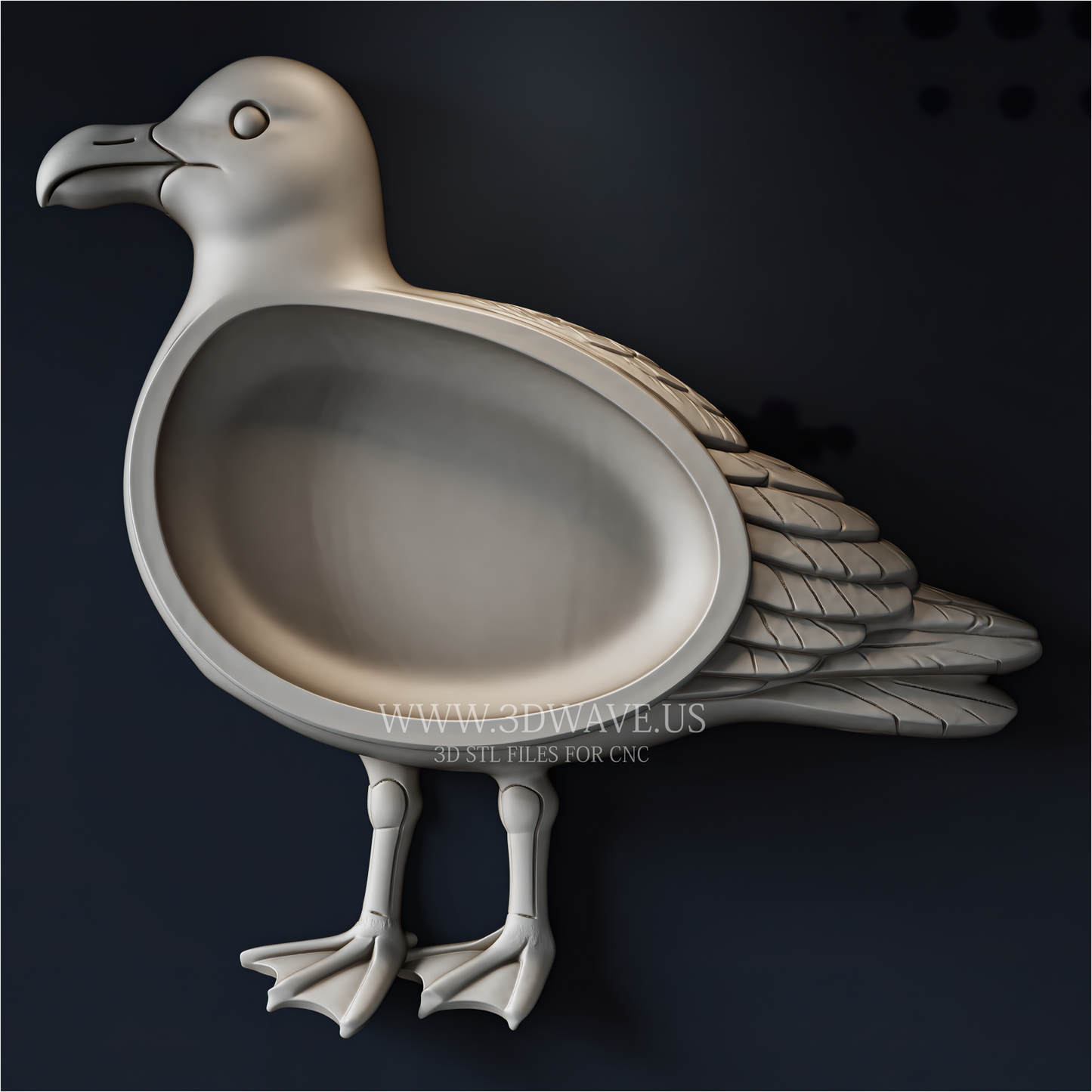 Seagull STL File | Bird Serving Tray CNC Model | Digital Download