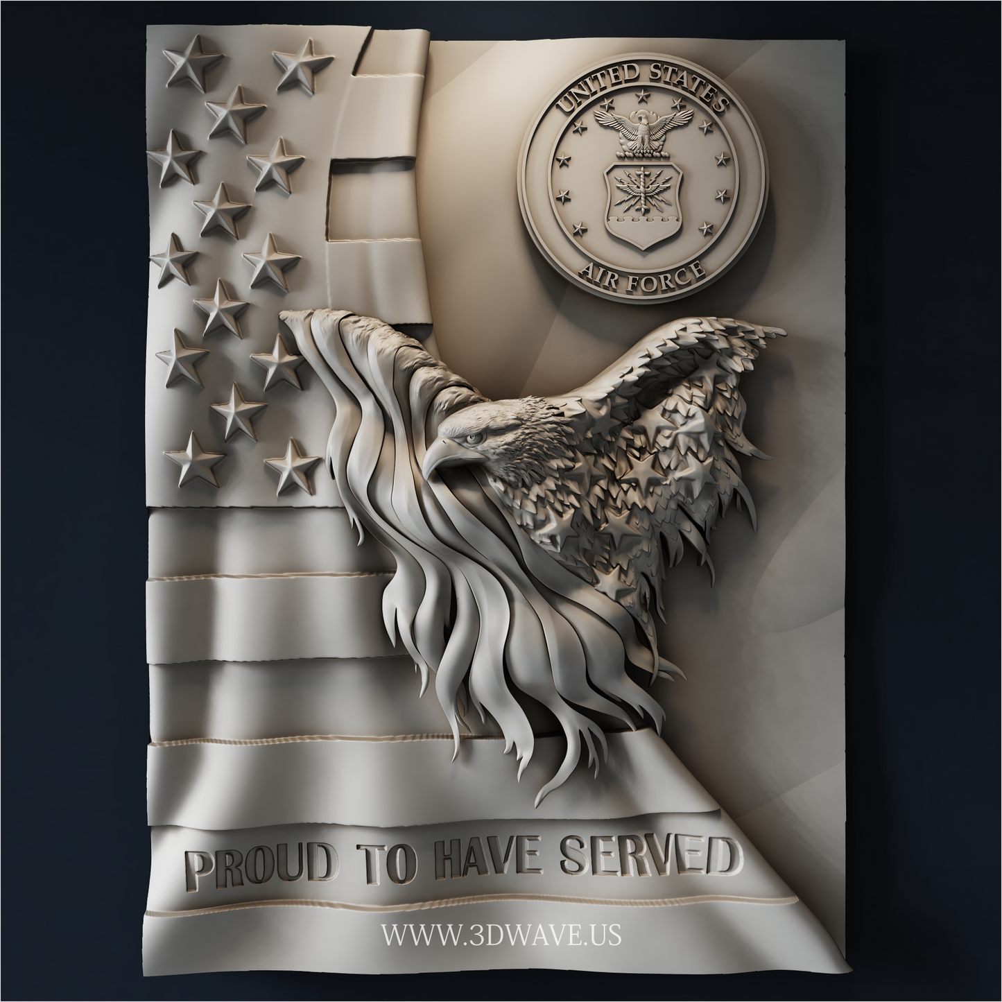 Air Force STL CNC Router File | Veteran Eagle Relief | 3dwave