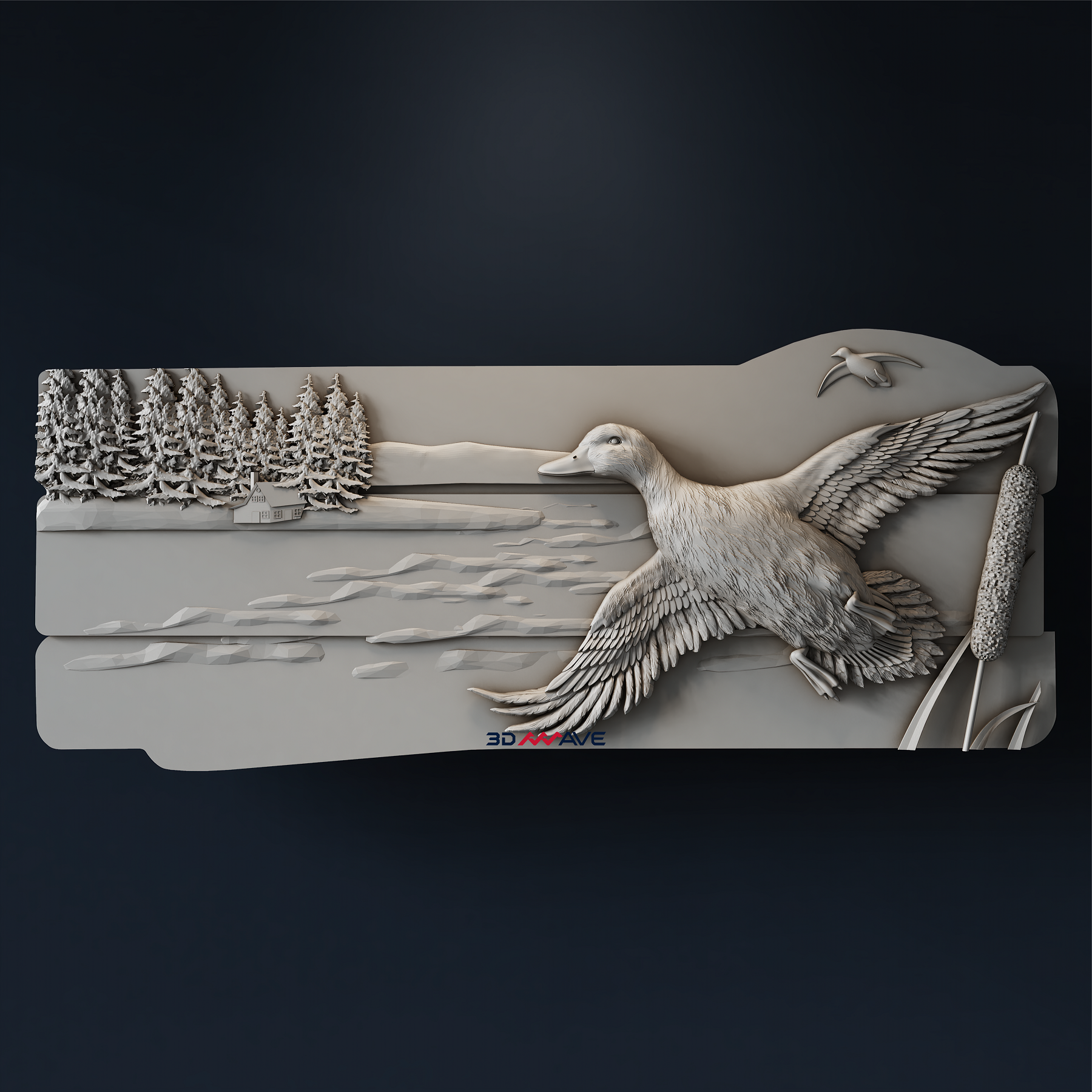 Lake House Sign STL File | Customizable Mallard Duck CNC Router Relief | Cabin Wall Decor - 3DWave.us