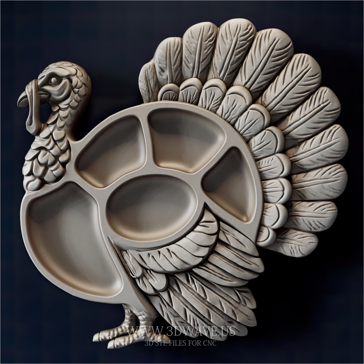 Turkey CNC File | Turkey Charcuterie Board STL | Thanksgiving Serving Tray