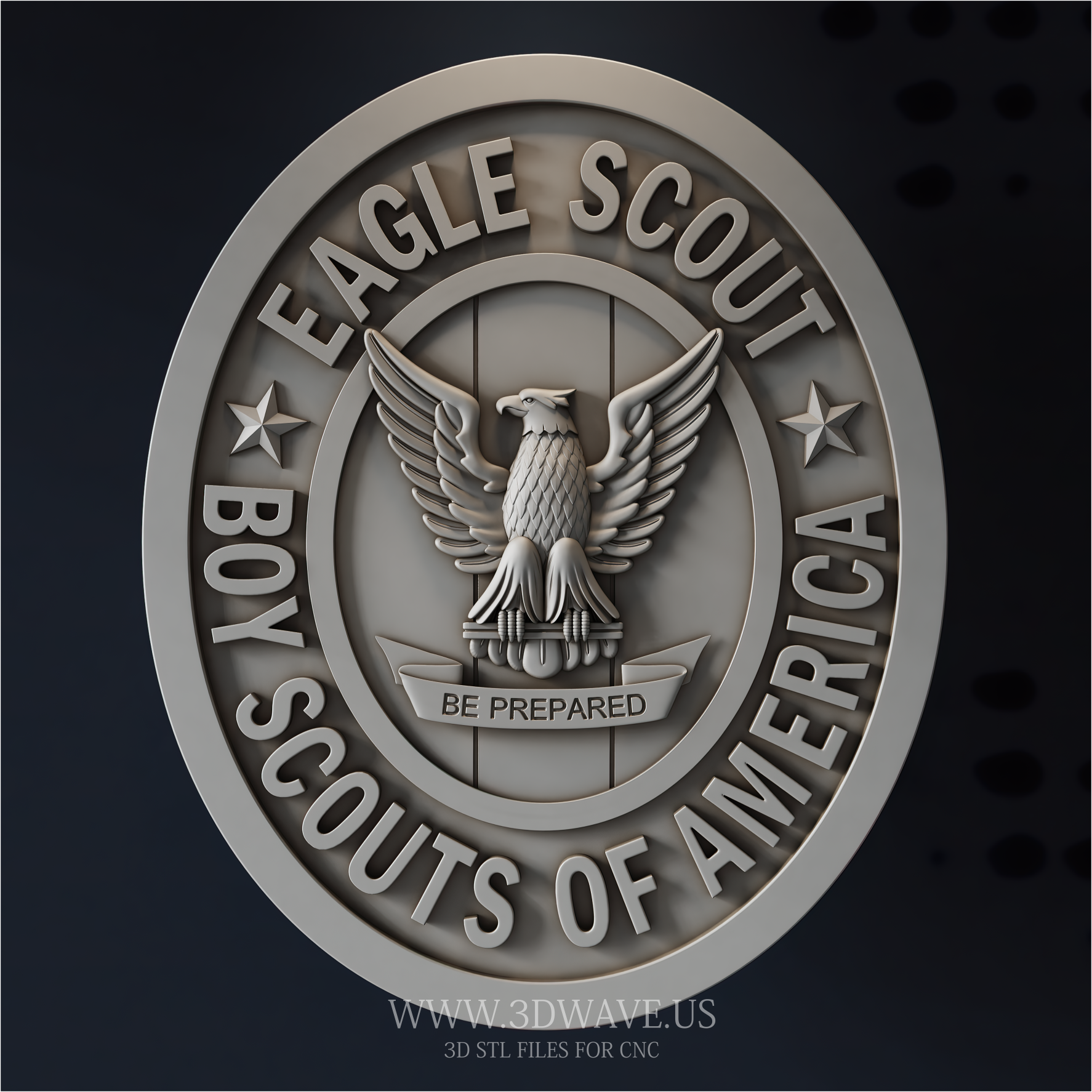 Eagle Scout STL | Wood Carving CNC Router File, 3D Relief Model - 3DWave.us