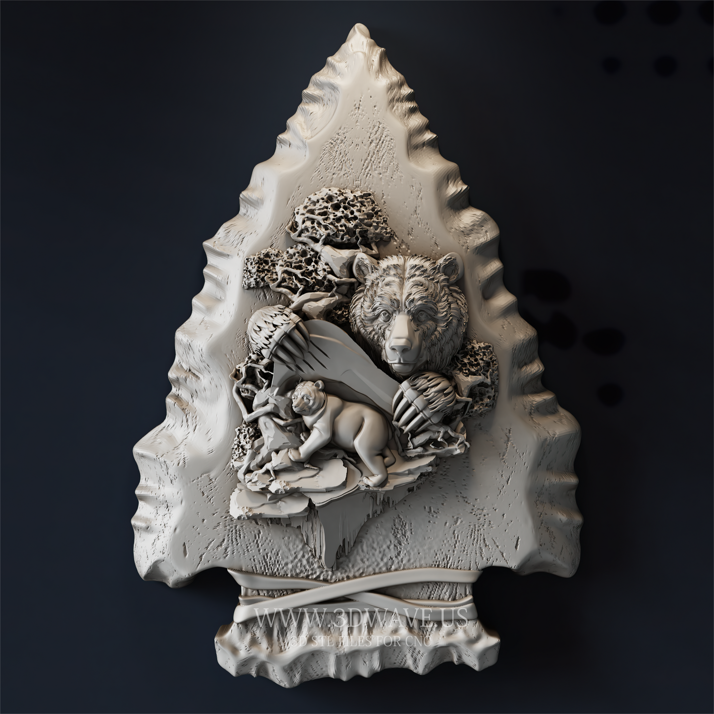 CNC Files for Wood | 3D Model STL, Bears Arrow Relief | CNC Router File, Wildlife STL - 3DWave.us