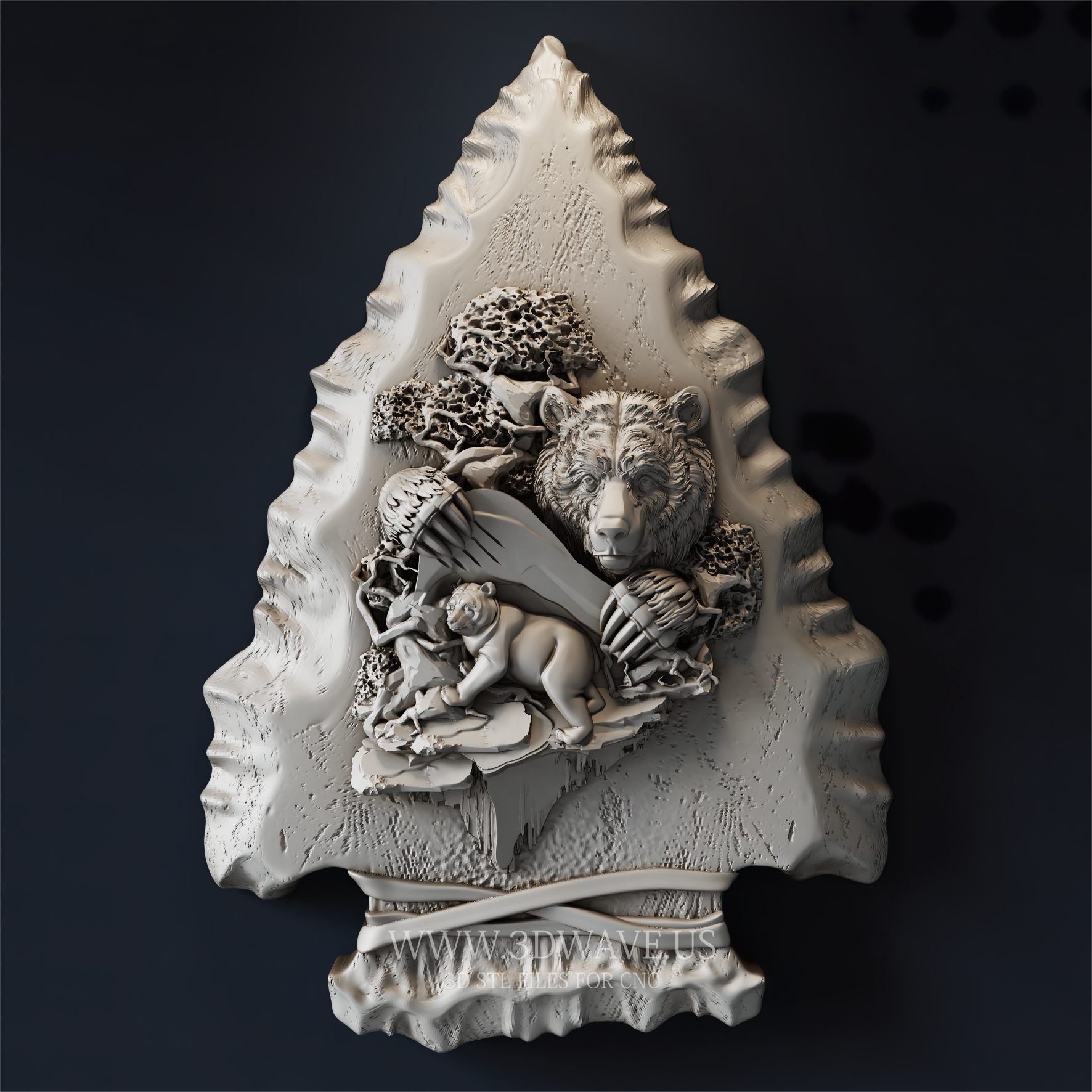 CNC Files for Wood | 3D Model STL, Bears Arrow Relief | CNC Router File, Wildlife STL - 3DWave.us