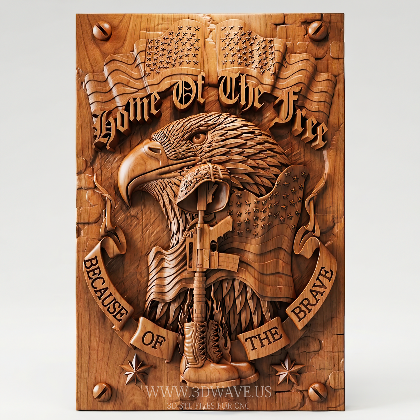 American Eagle STL File | Patriotic CNC Relief | 3dwave.us - 3DWave.us