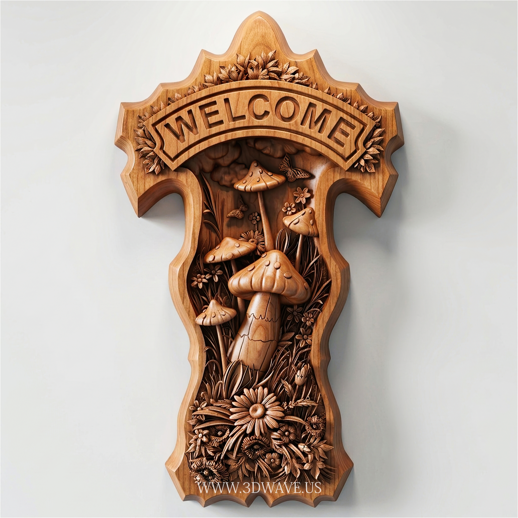 Mushroom Welcome Sign STL | CNC Router File | 3DWave - 3DWave.us