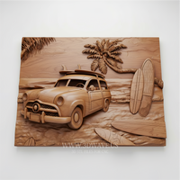 Thumbnail for Close-up detail of vintage station wagon in beach scene CNC 3D model
