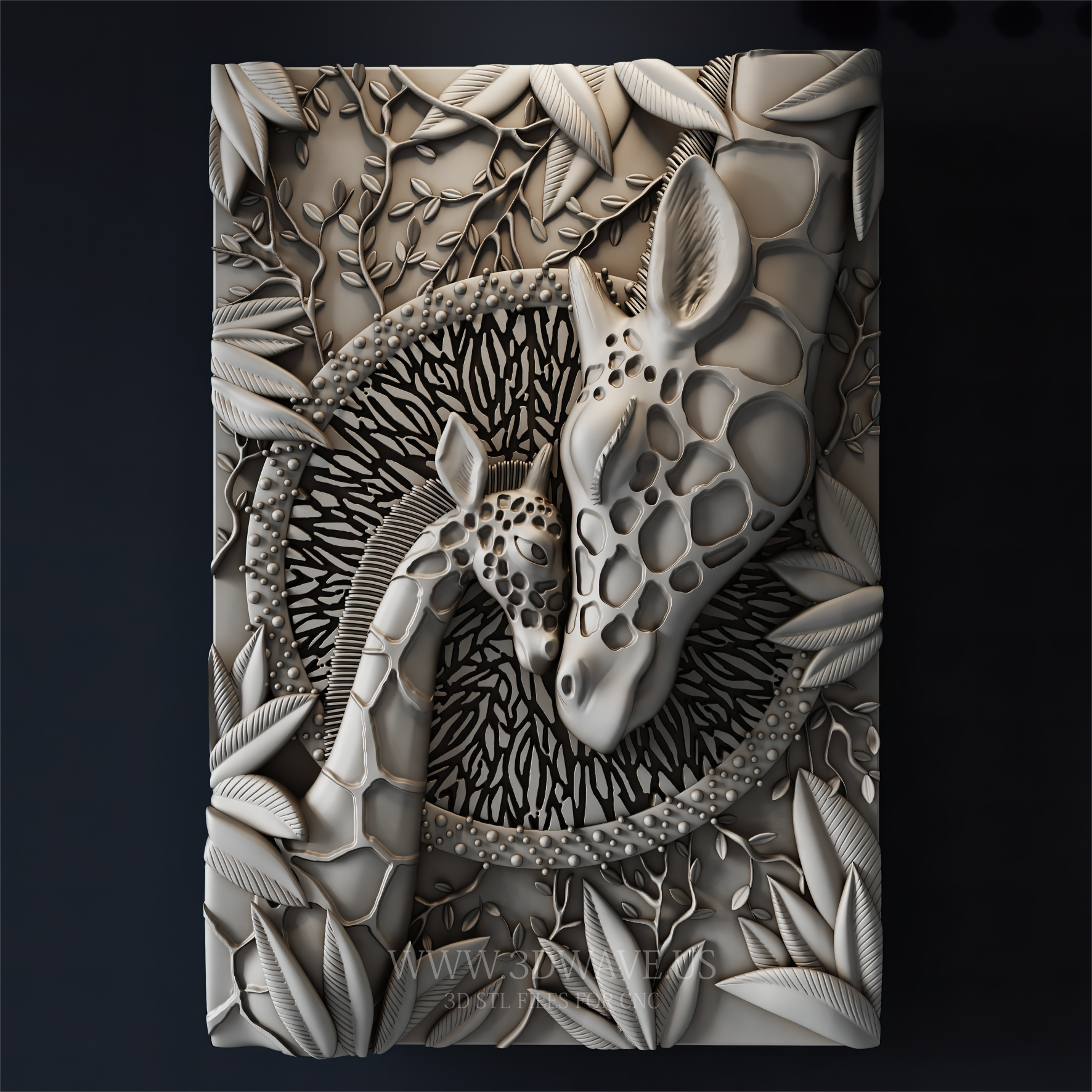 Giraffe CNC STL | Wildlife Animal Wood Carving Relief - 3DWave.us
