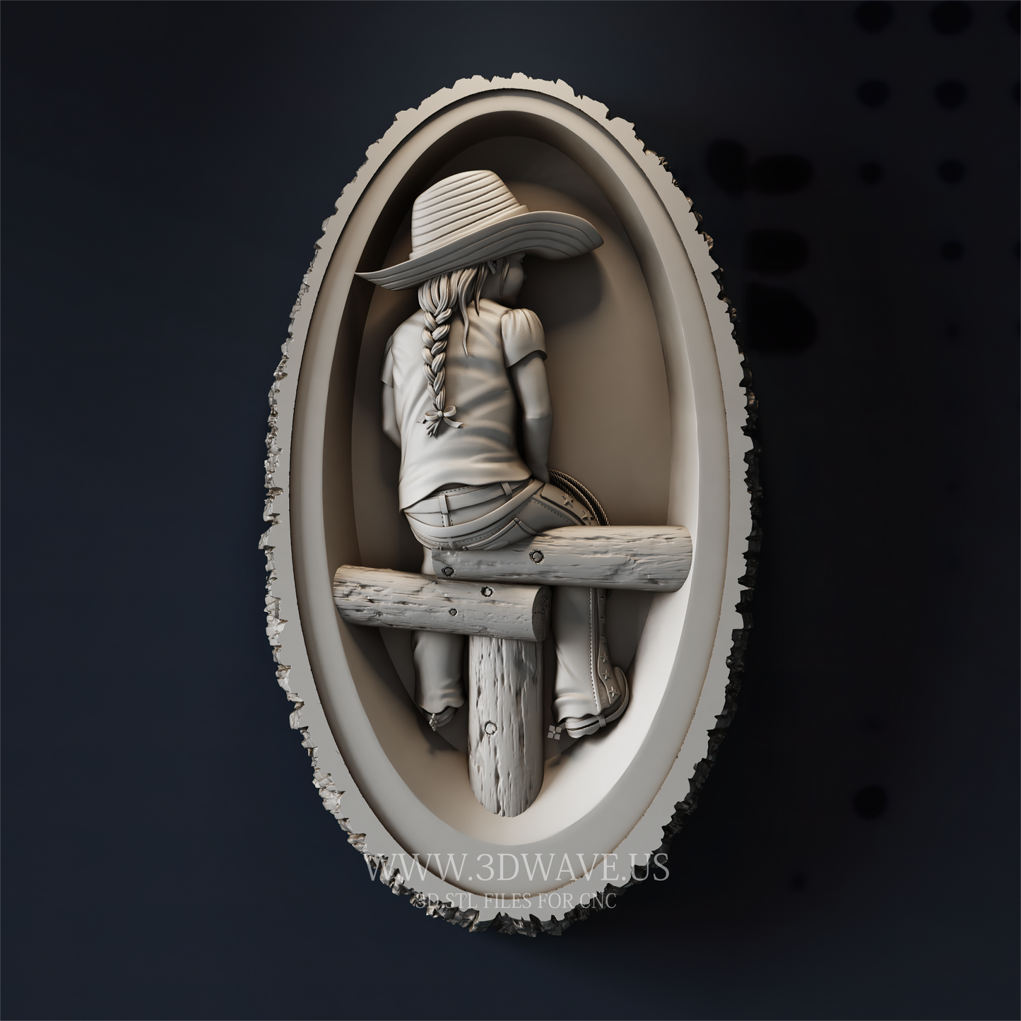 Cowgirl Wall Art 3D STL | Western CNC Wood Carving | CNC Router file for Man Cave Decor - 3DWave.us