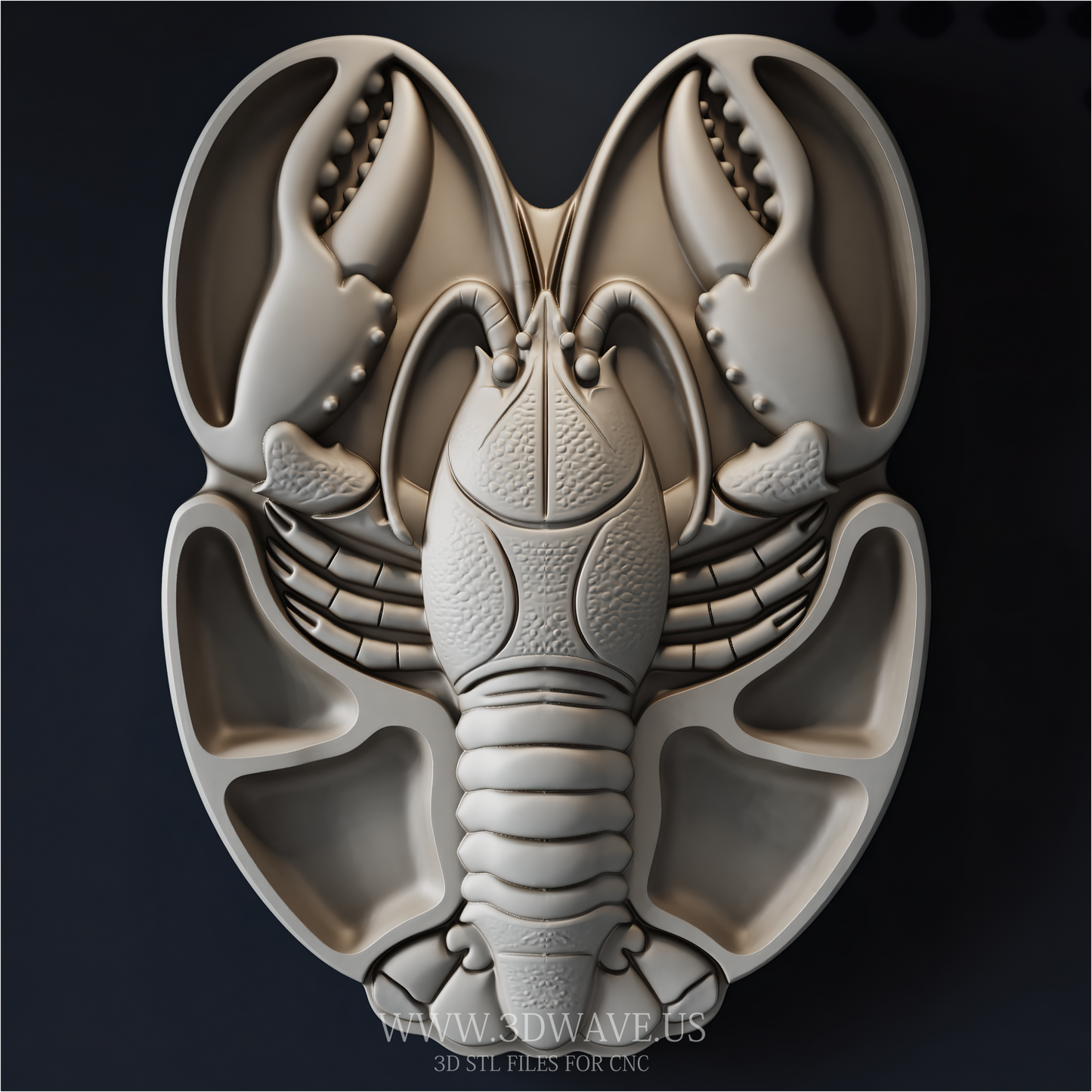Lobster STL File | Seafood Serving Tray CNC Model