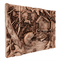 Thumbnail for Largemouth Bass Lake Scene - 3D Model for CNC | Fishing Cabin Wood Carving STL File - 3DWave.us