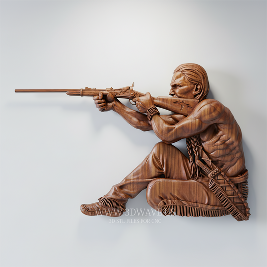 Native Chief 3D STL File. Wood Carving Bas Relief Art. CNC Router Files - 3DWave.us