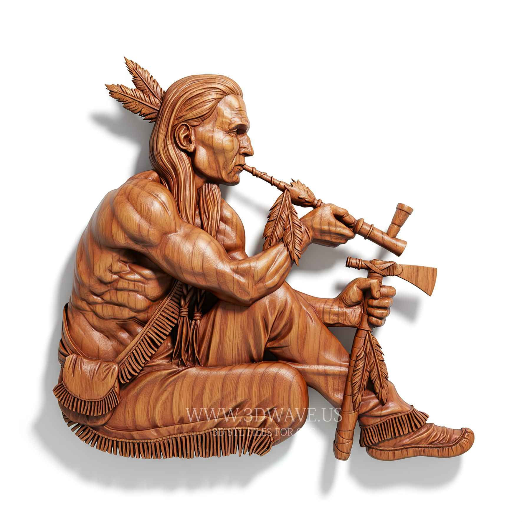 Native Chief 3D STL File. Wood Carving Bas Relief Art. CNC Router Files - 3DWave.us