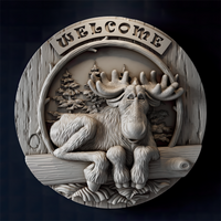 Thumbnail for CNC Moose Welcome Sign STL – Rustic 3D Wood Carving Relief - 3DWave.us