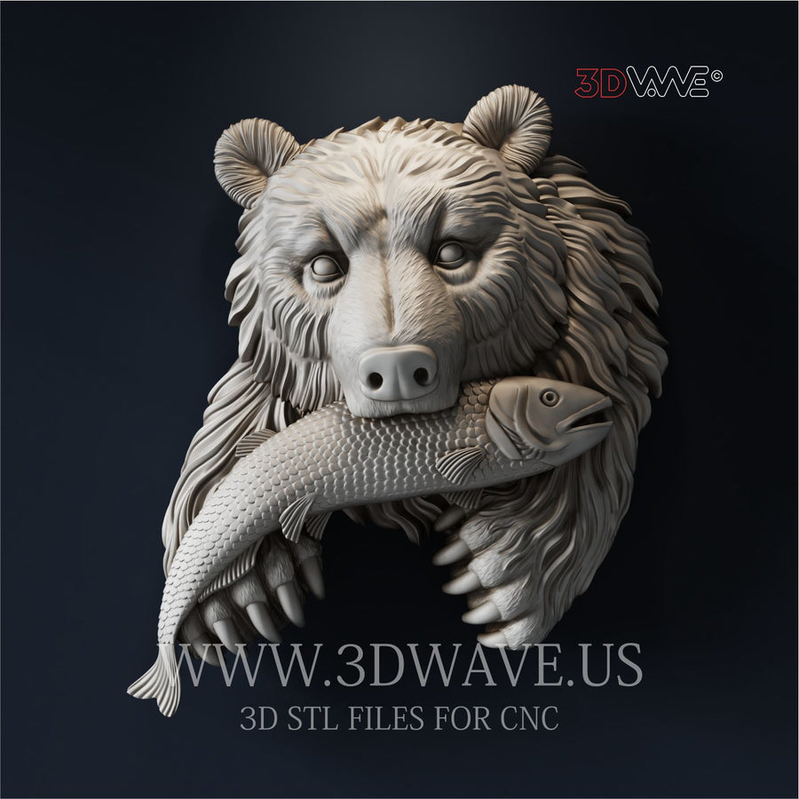 FISHING BEAR 3d stl file for CNC