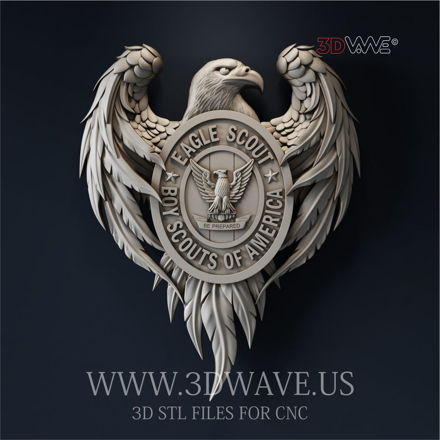 BOY SCOUT EAGLE 3d stl file for CNC
