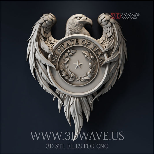 TEXAS SEAL EAGLE 3d stl file for cnc