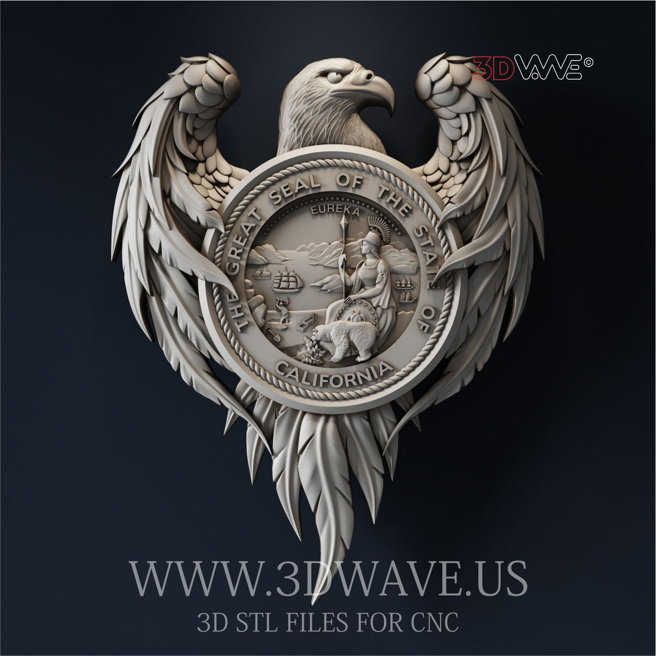 CALIFORNIA SEAL EAGLE 3d stl file for CNC